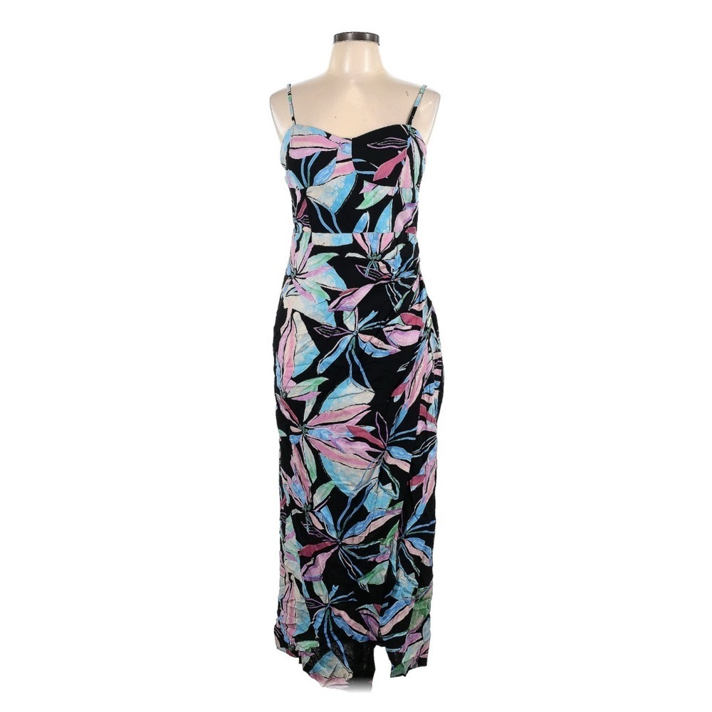 Zara Black Maxi Dress with Multicolor Floral Design